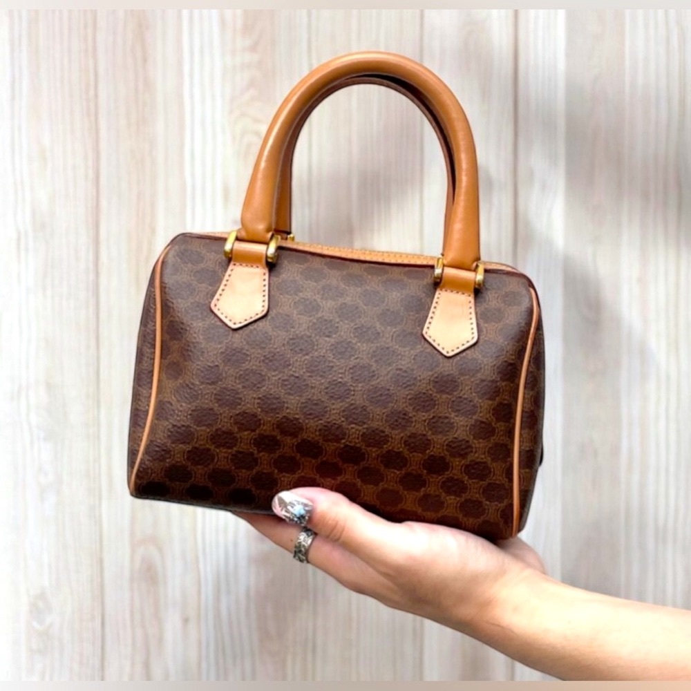 Celine Triomphe Macadam Rare Vintage Mini Boston EUC Approximately 7.5”x4” - Picture 10 of 14